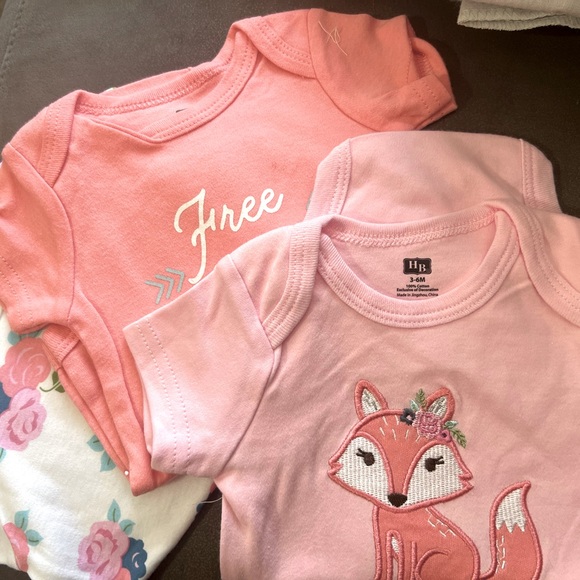 Hudson Baby 3 Pk bodysuits 3-6m Pink Pack Cotton NWT - Picture 2 of 6